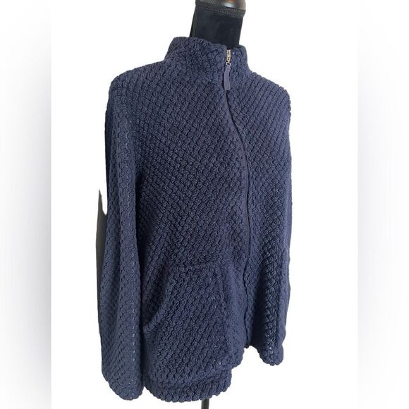 CUDDL DUDS NAVY SOFT COZY ZIP UP JACKET WOMENS SIZE LARGE *Super cozy! - Picture 2 of 9